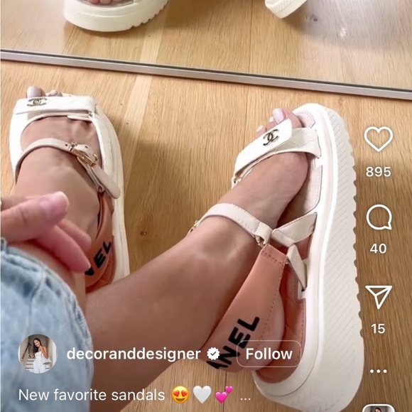 Auth Chanel BNIB 23A White Beige CC Logo Platform Strap Sandals - Size 38 - Picture 11 of 11